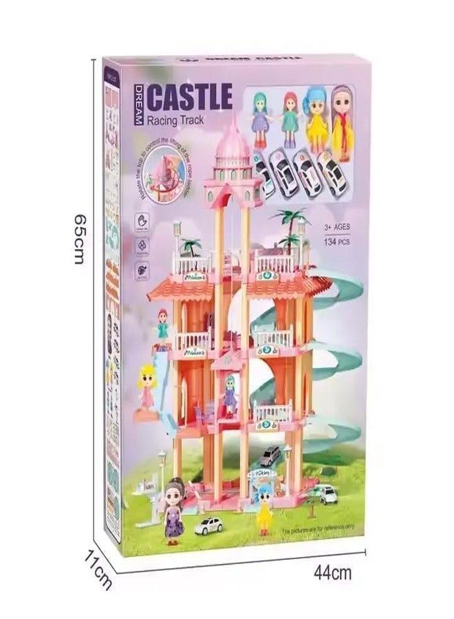 Avarin Dream Castle Racing Track House for 3-10+ Year Old Girl, Doll Building Mini House Little Girls Funny House Child Pretend Play with Toys Furniture Indoor Accessories and Doll for Girls - Image 2